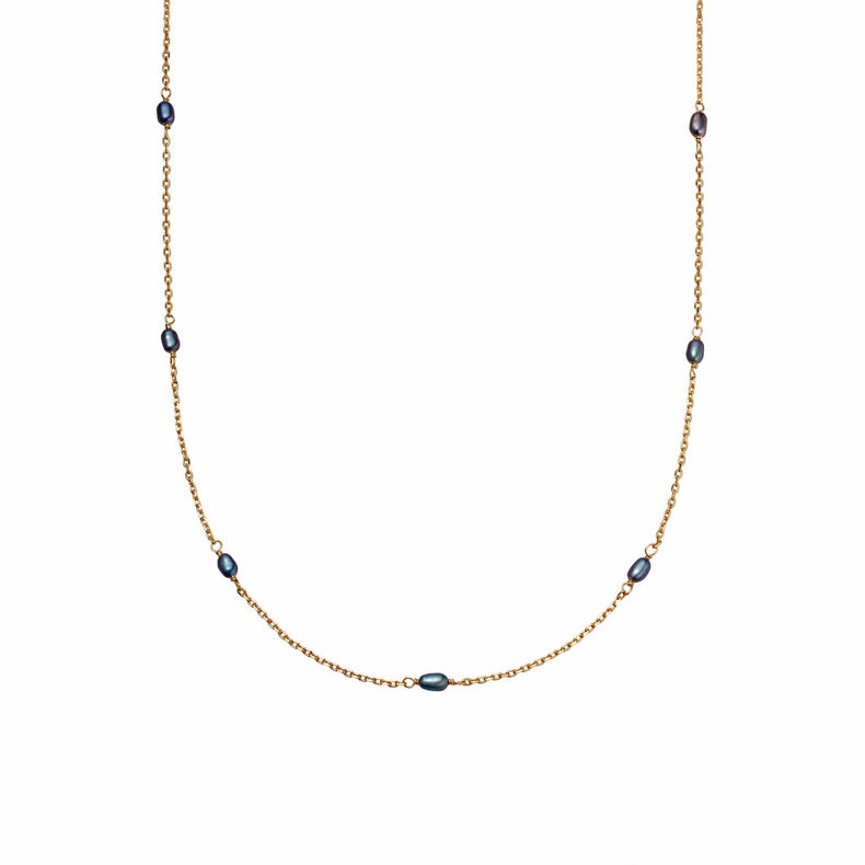 Black Seed Pearl Chain Necklace 18ct Gold Plate recommended