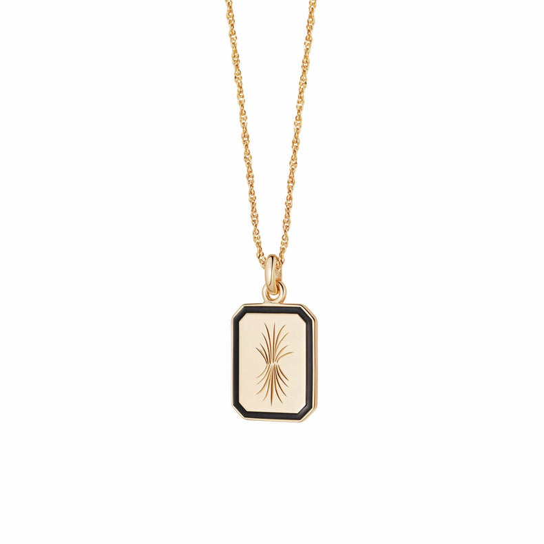 Bold Engraved Enamel Necklace 18ct Gold Plate recommended