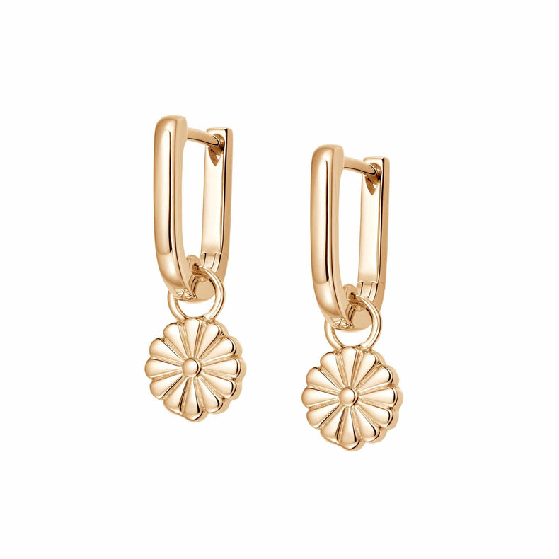 Daisy Bloom Drop Huggie Earrings 18ct Gold Plate recommended