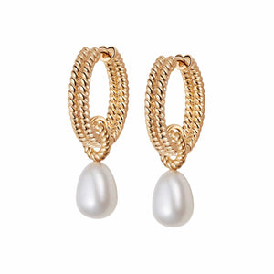 Double Rope Pearl Drop Earrings 18ct Gold Plate recommended