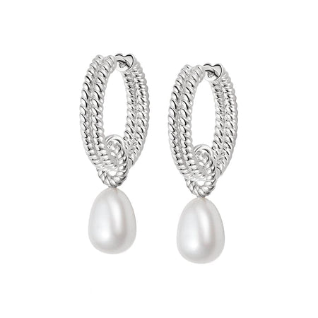Double Rope Pearl Drop Earrings Sterling Silver recommended