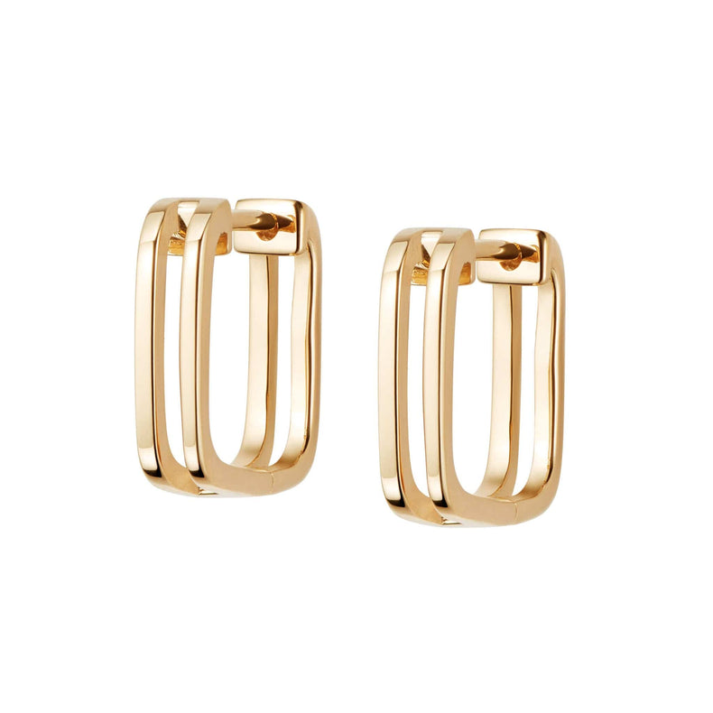 Double Square Huggie Hoop Earrings 18ct Gold Plate recommended