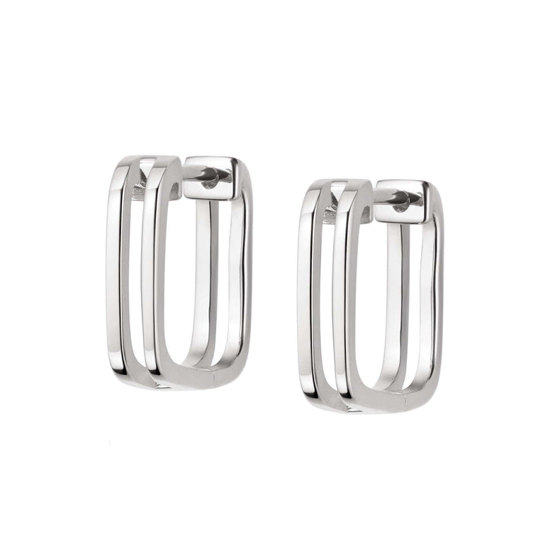 Double Square Huggie Hoop Earrings Sterling Silver recommended