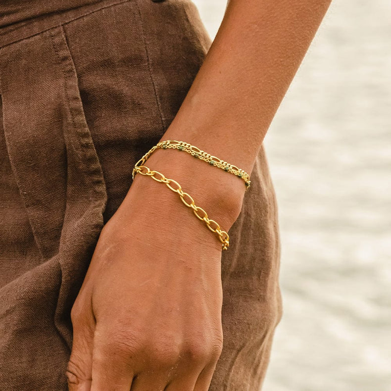 Fine Figaro Chain Bracelet 18ct Gold Plate