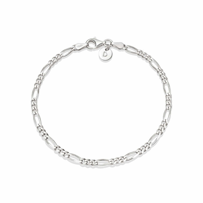 Fine Figaro Chain Bracelet Sterling Silver