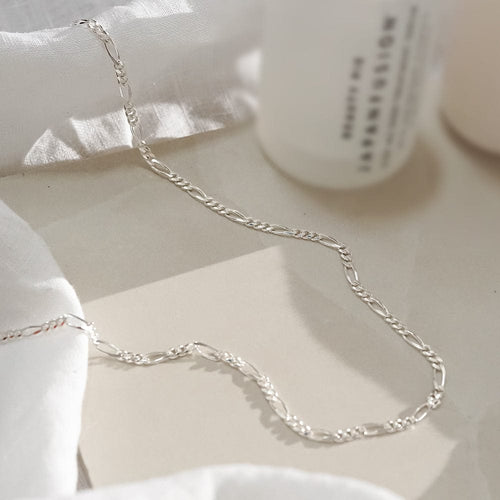 Fine Figaro Chain Necklace Sterling Silver