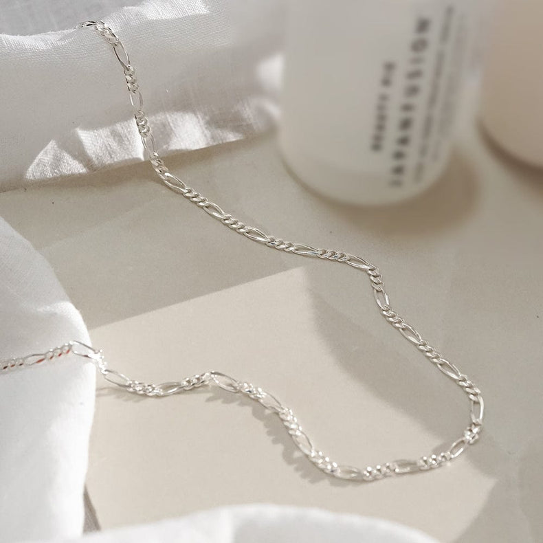 Fine Figaro Chain Necklace Sterling Silver