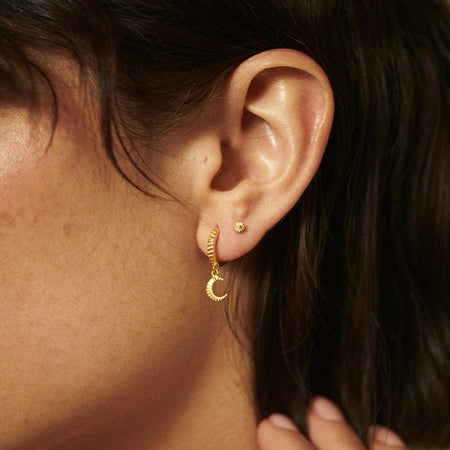 Estée Lalonde Luna Huggie Charm Earrings 18ct Gold Plate recommended