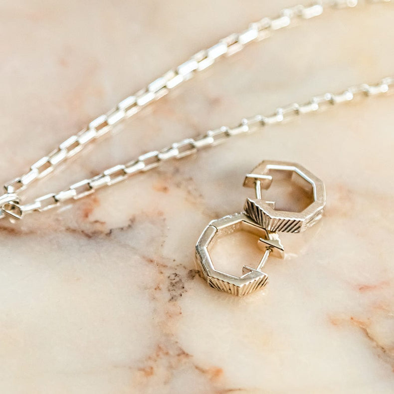 Estée Lalonde Octagonal Huggie Hoop Earrings Sterling Silver