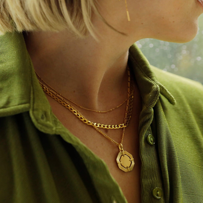 Estée Lalonde Octagonal Necklace 18ct Gold Plate