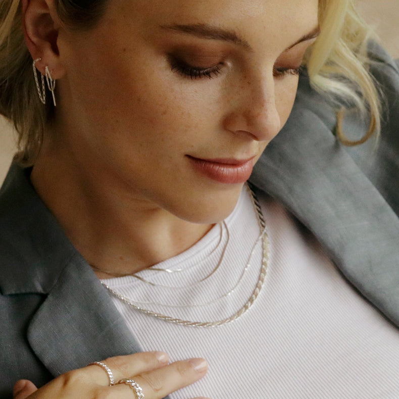 Estée Lalonde Parallel Snake Chain Necklace Sterling Silver