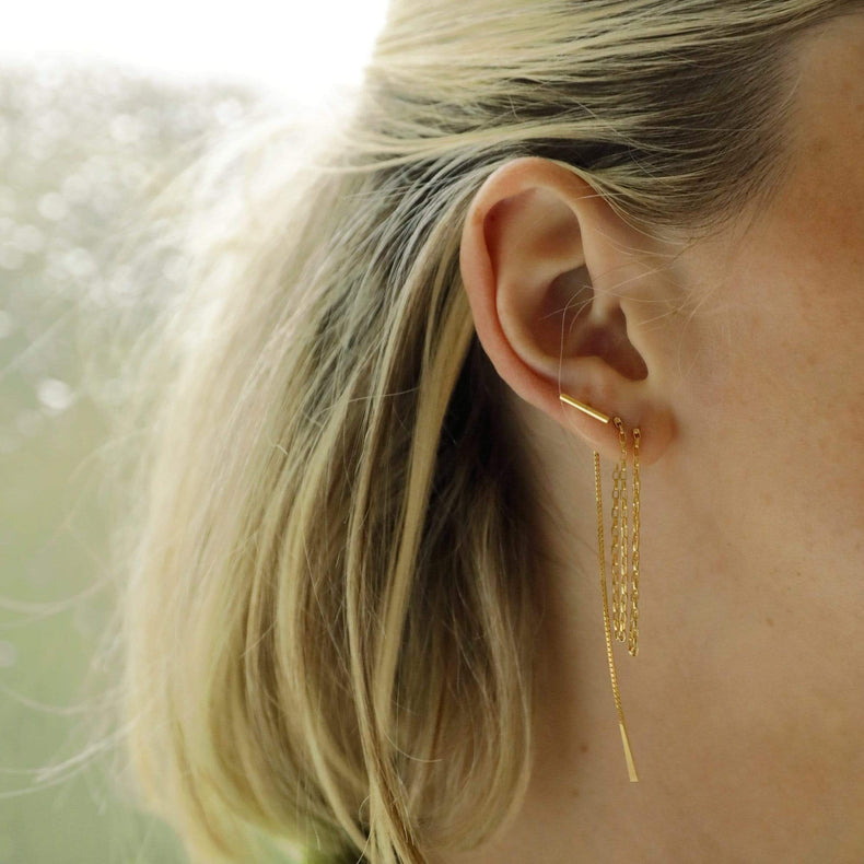 Estée Lalonde T Bar Box Chain Earrings 18ct Gold Plate