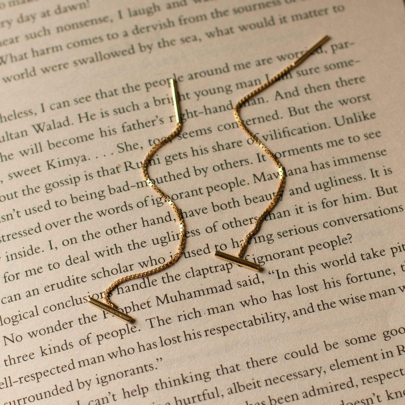 Estée Lalonde T Bar Box Chain Earrings 18ct Gold Plate