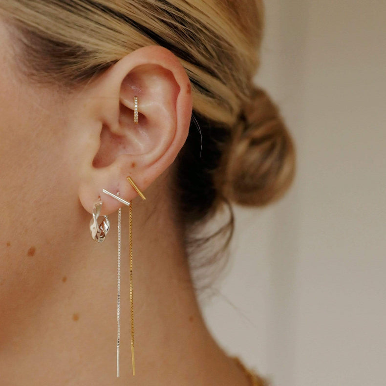 Estée Lalonde T Bar Box Chain Earrings Sterling Silver