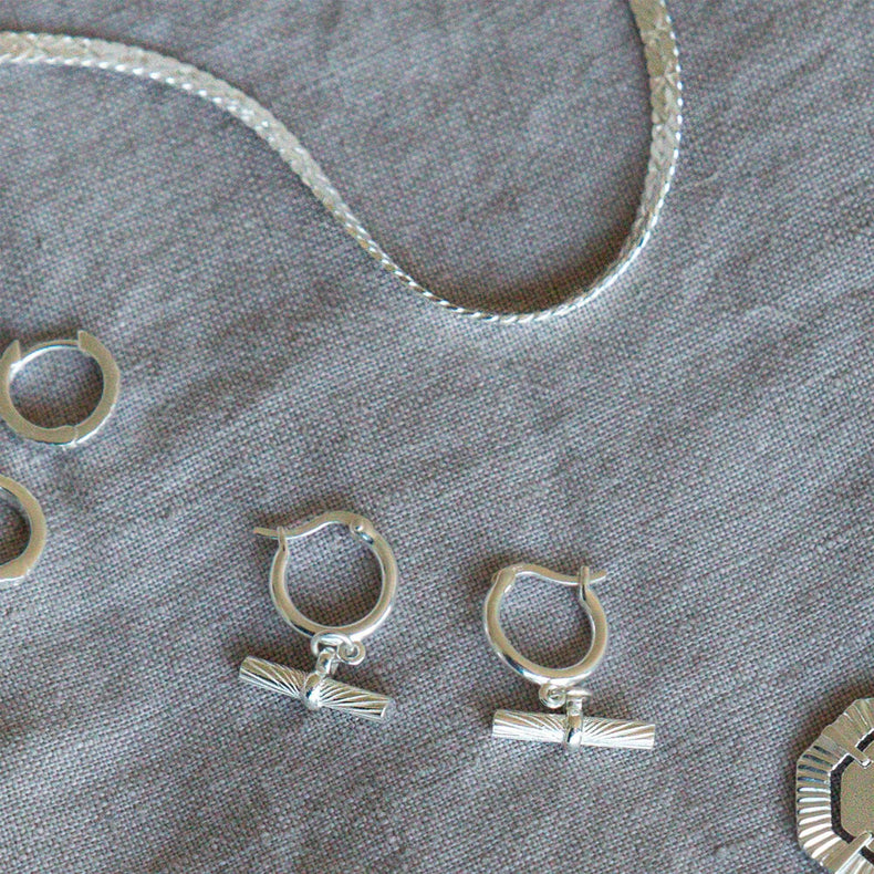 Estée Lalonde T Bar Charm Earrings Sterling Silver