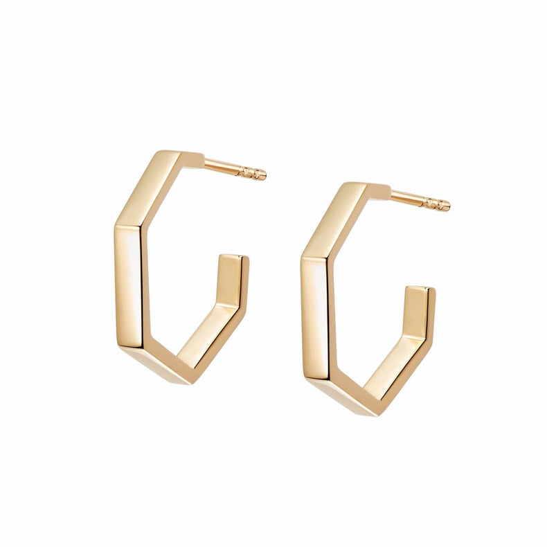 Fine Hexagon Hoop Earrings 18ct Gold Plate recommended