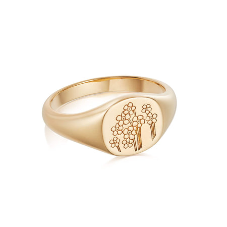 Forget Me Not Signet Ring 18ct Gold Plate recommended