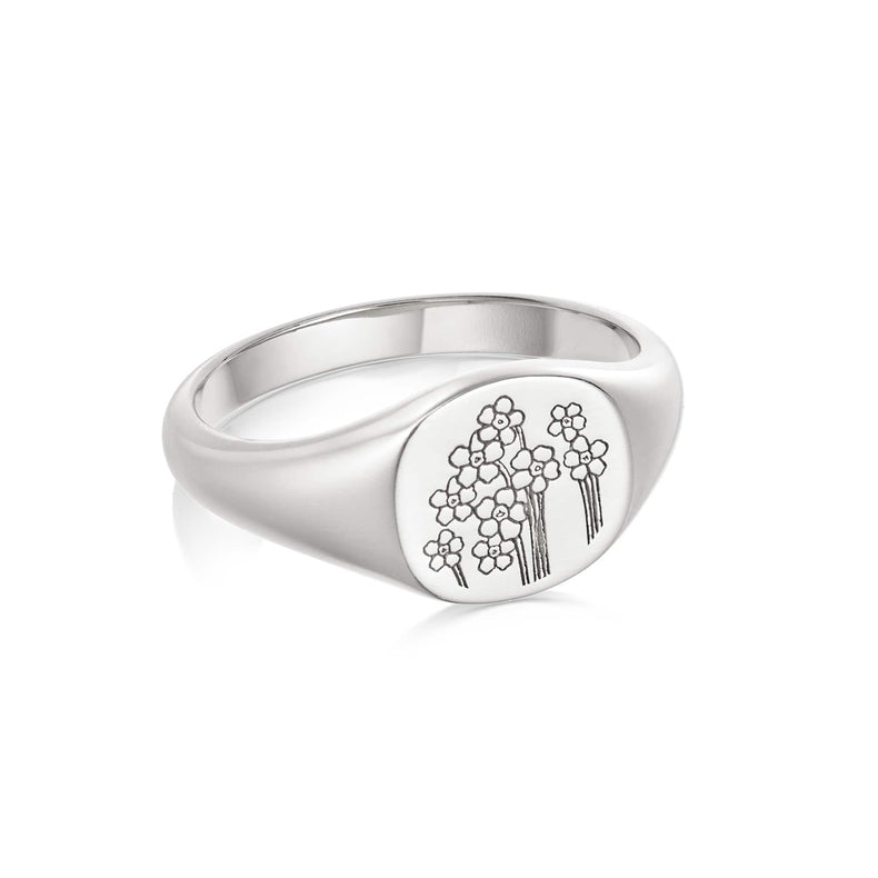Forget Me Not Signet Ring Sterling Silver recommended
