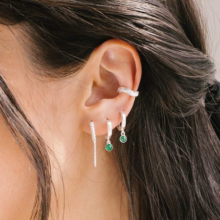 Green Aventurine Healing Huggie Hoop Earringss Sterling Silver recommended