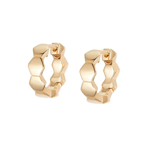 Hexagon Huggie Hoop Earrings 18ct Gold Plate recommended