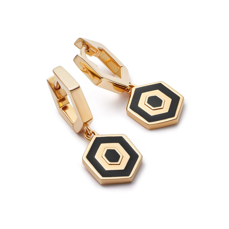 Hexagon Palm Drop Earrings 18ct Gold Plate recommended