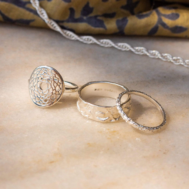 Coral Stacking Ring Sterling Silver