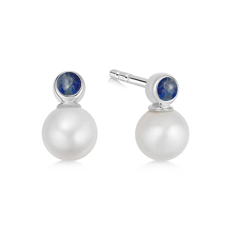 Lapis Pearl Stud Earrings Sterling Silver recommended