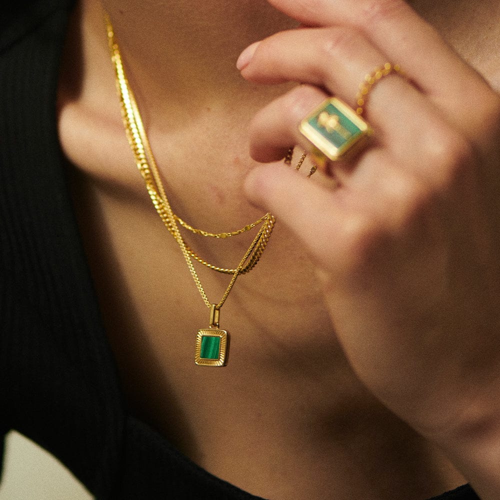 Lucy Williams Square Malachite Necklace Necklace Lucy Williams
