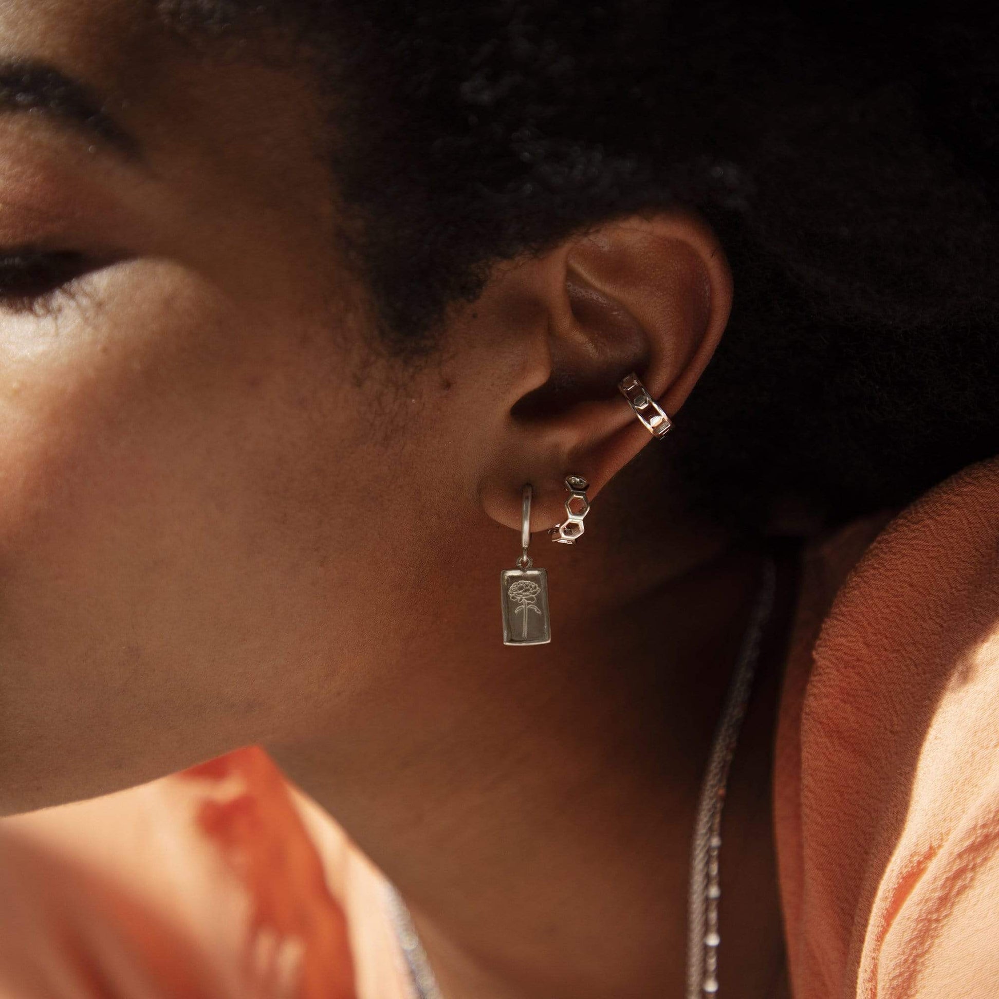 Malala Huggie Hoop Earrings Sterling Silver