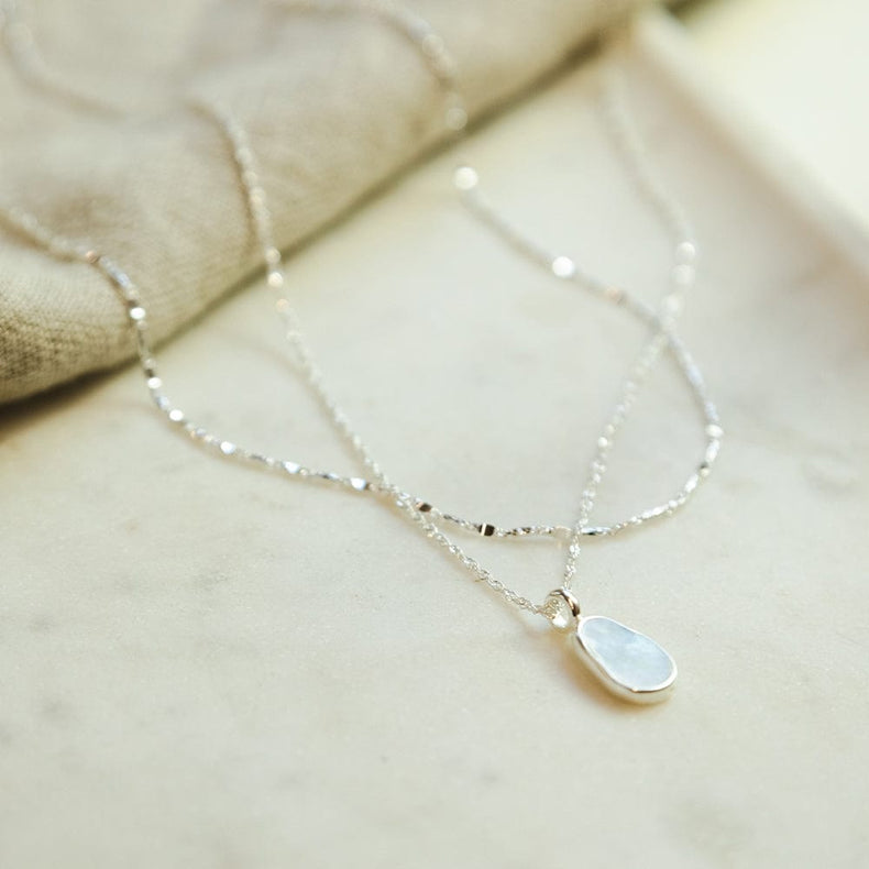 Mother Of Pearl Chain Layering Set Sterling Silver
