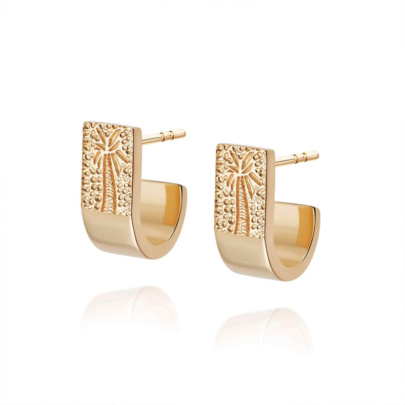Palm Engraved Stud Earrings 18ct Gold Plate recommended