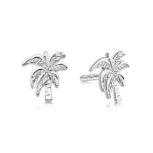 Palm Tree Stud Earrings Sterling Silver