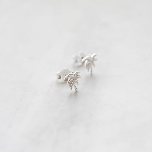 Palm Tree Stud Earrings Sterling Silver