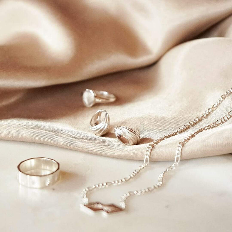 Ridged Huggie Earrings Sterling Silver