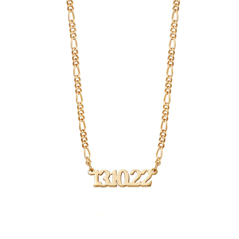 Personalised Date Necklace 18ct Gold Plate