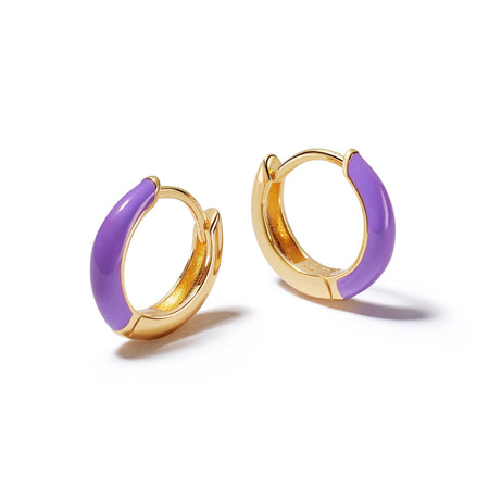 Purple Huggie Hoop Earrings 18ct Gold Plate recommended