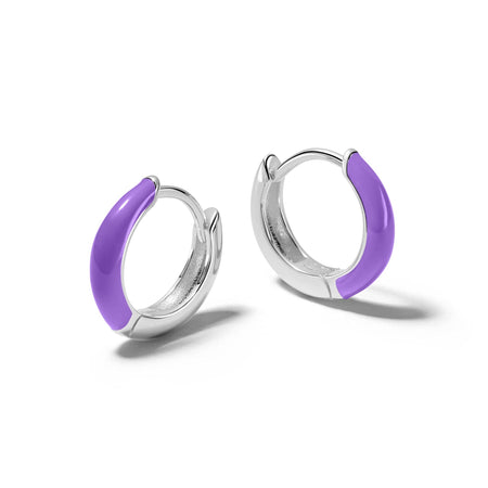 Purple Huggie Hoop Earrings Sterling Silver recommended