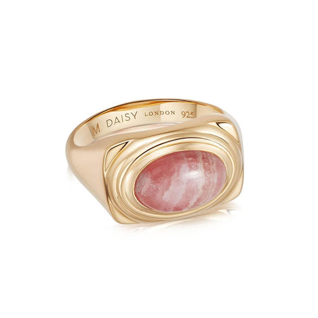Rhodochrosite Bold Ring 18ct Gold Plate recommended
