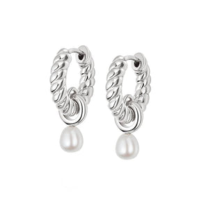 Rope Pearl Huggie Earrings Sterling Silver recommended