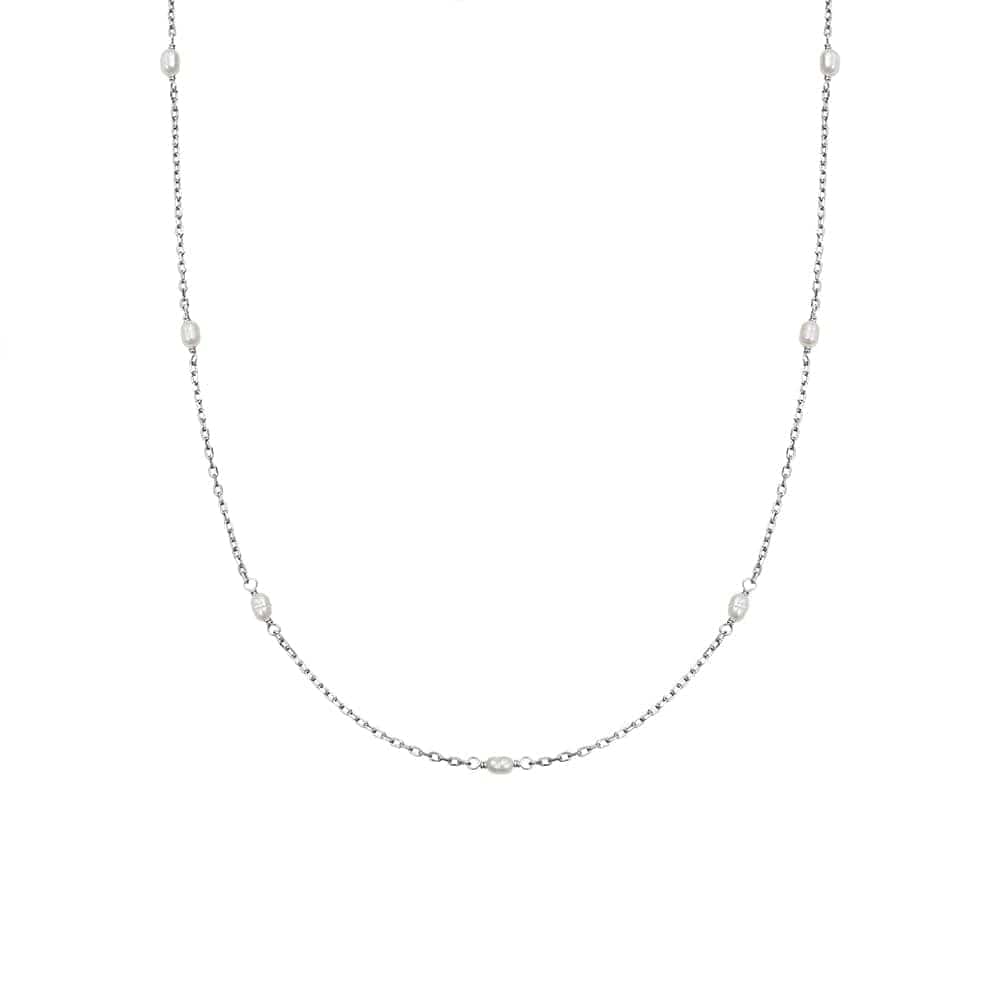Seed Pearl Chain Necklace Sterling Silver Daisy London