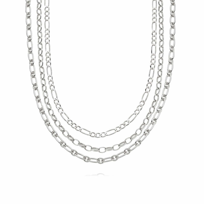 Silver Chains For Days Necklace Layering Set Sterling Silver