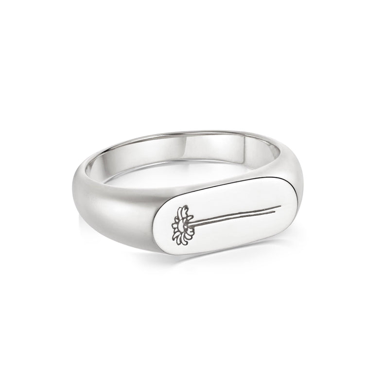 Single Daisy Signet Ring Sterling Silver recommended