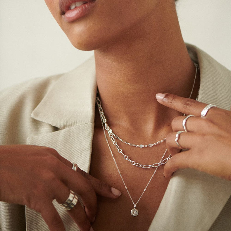 Chunky Linked Chain Necklace Sterling Silver