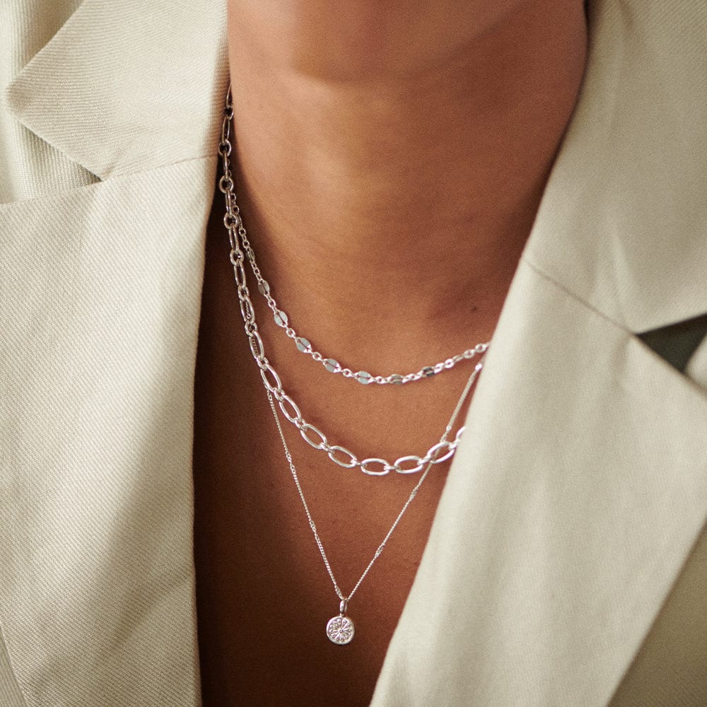 Stacked Chain Chunky Linked Chain Necklace Sterling Silver | Daisy London Since 2009