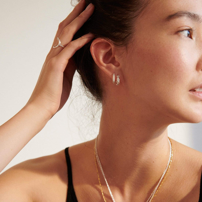 Rope Huggie Hoop Earrings Sterling Silver