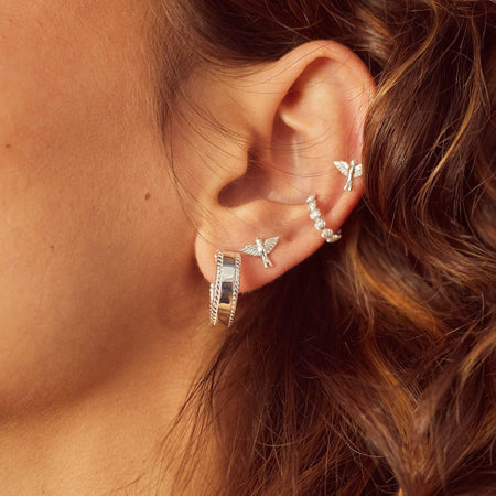 Stacked Roped Midi Hoop Earrings Sterling Silver recommended