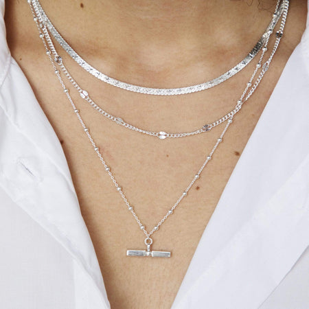 T Bar Bobble Chain Necklace Sterling Silver recommended