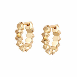 Studded Huggie Hoop Earrings 18ct Gold Plate recommended