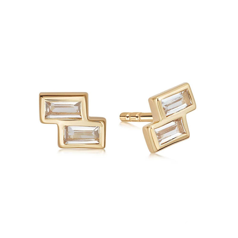 Tetris Sparkle Stud Earrings 18ct Gold Plate recommended