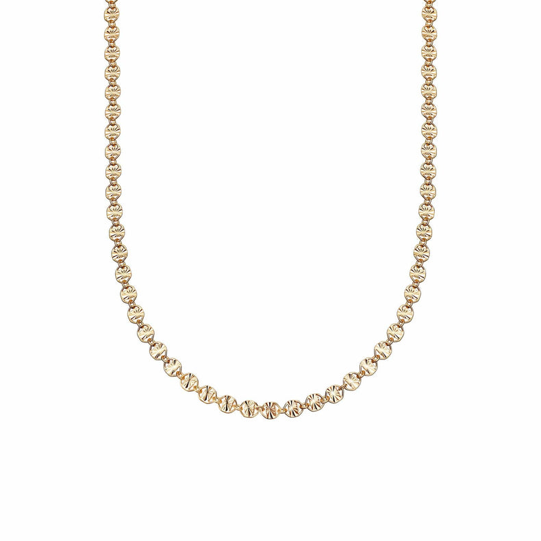 Textured Sunburst Chain Necklace 18ct Gold Plate
